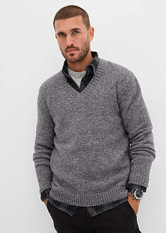 Helppohoitoinen paksuneuloksinen neulepusero - meleerattu harmaa - bonprix