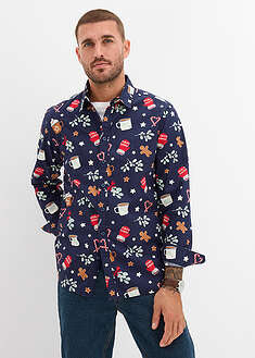 Jouluinen pitkähihainen kauluspaita puhtaasta puuvillasta