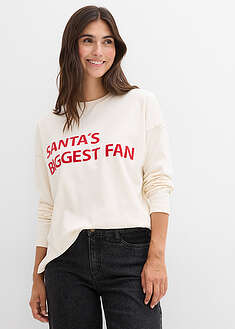 Oversize-puuvillapaita - luonnonbeige-punainen-painokuvioitu - bonprix