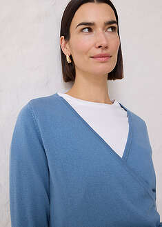 Kietaisuneuletakki merinovillasekoitteesta - harmaansininen - bonprix