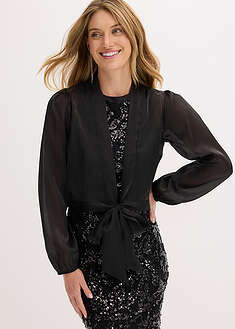 Solmittava bolero ohuesta tyllistä - musta - bonprix