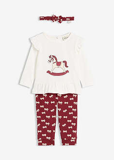 Pitkähihainen paita, leggingsit ja pääpanta puhtaasta luomupuuvillasta (3-os. setti)