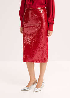 Paljettimidihame - chilinpunainen - bonprix