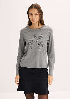 Pitkähihainen paita puhtaasta luomupuuvillasta - meleerattu harmaa - bonprix