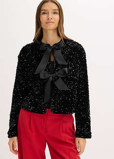 Lyhyt paljettitakki - musta - bonprix