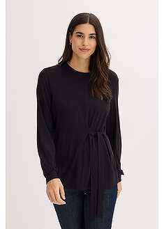 Pitkähihainen paita pehmeästä viskoosisekoitteesta - musta - bonprix