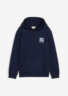 Väljä luomupuuvillainen collegehuppari selkäpainatuksella