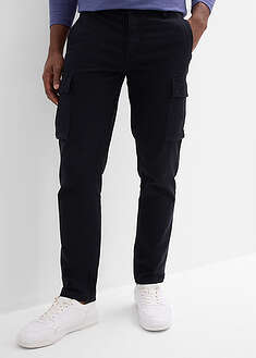 Suorat joustavat reisitaskuhousut napakasta puuvillasekoitteesta, Regular Fit