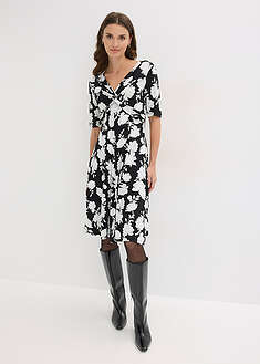 Laskostettu trikoomekko pehmeästä viskoosisekoitteesta