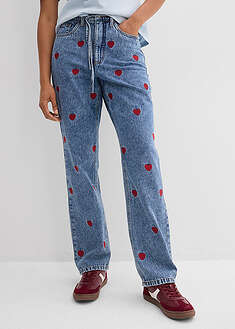 Väljät korkeavyötäröiset suorat farkut