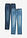 Kuminauhavyötäröiset farkut (2 kpl/pakkaus) - sininen denim+vaaleansininen denim - bonprix