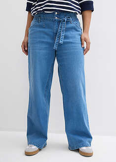 Leveälahkeiset korkeavyötäröiset farkut luomupuuvillasta